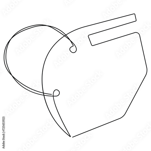  Continuous single line art drawing of mask icon and outline art vector illustration
