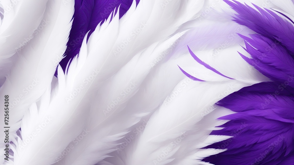 Fototapeta premium Stylish White and Purple Soft Feathers Background