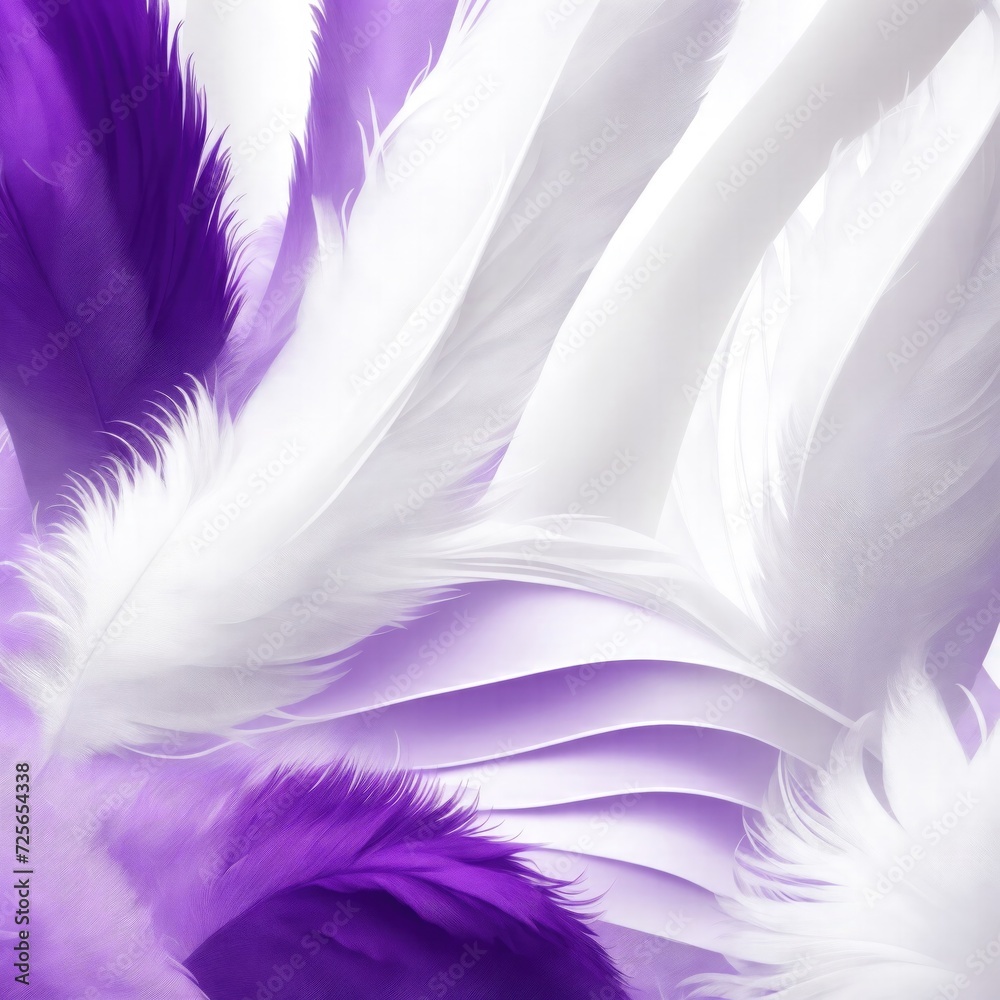 Fototapeta premium Stylish White and Purple Soft Feathers Background