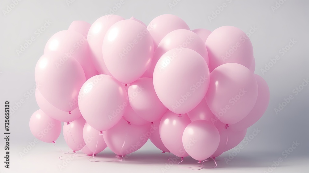3D Pink Balloons on white Background