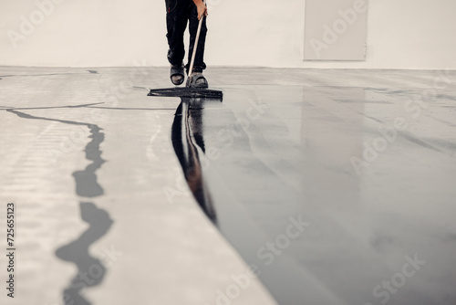 Amazing shot of how epoxy resin is applied. grey coating