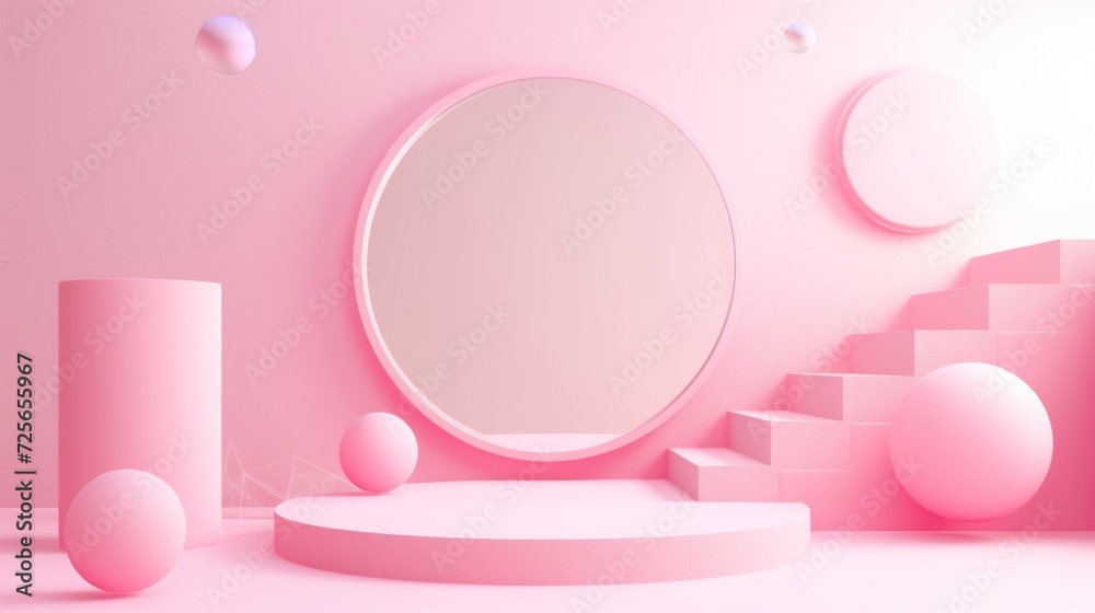 Display podium design for mock up and product presentation pink color scene Display podium design for mock up and product presentation pink color scene