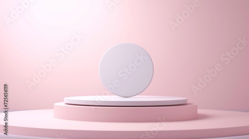 Display podium design for mock up and product presentation pink color scene