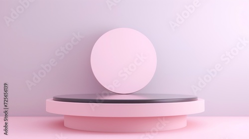 Display podium design for mock up and product presentation pink color scene