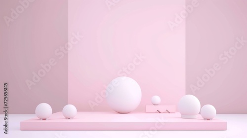 Display podium design for mock up and product presentation pink color scene