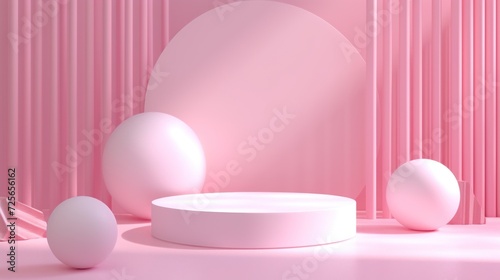 Display podium design for mock up and product presentation pink color scene
