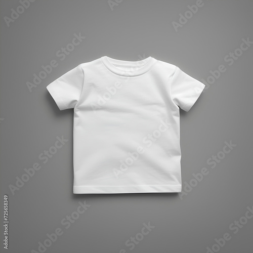 Blank white cotton newborn baby top t-shirt mock-up template design.cute little boy girl child isolated infant toddler shirt clothing fashion apparel wooden store mockup illustration. © safu10190
