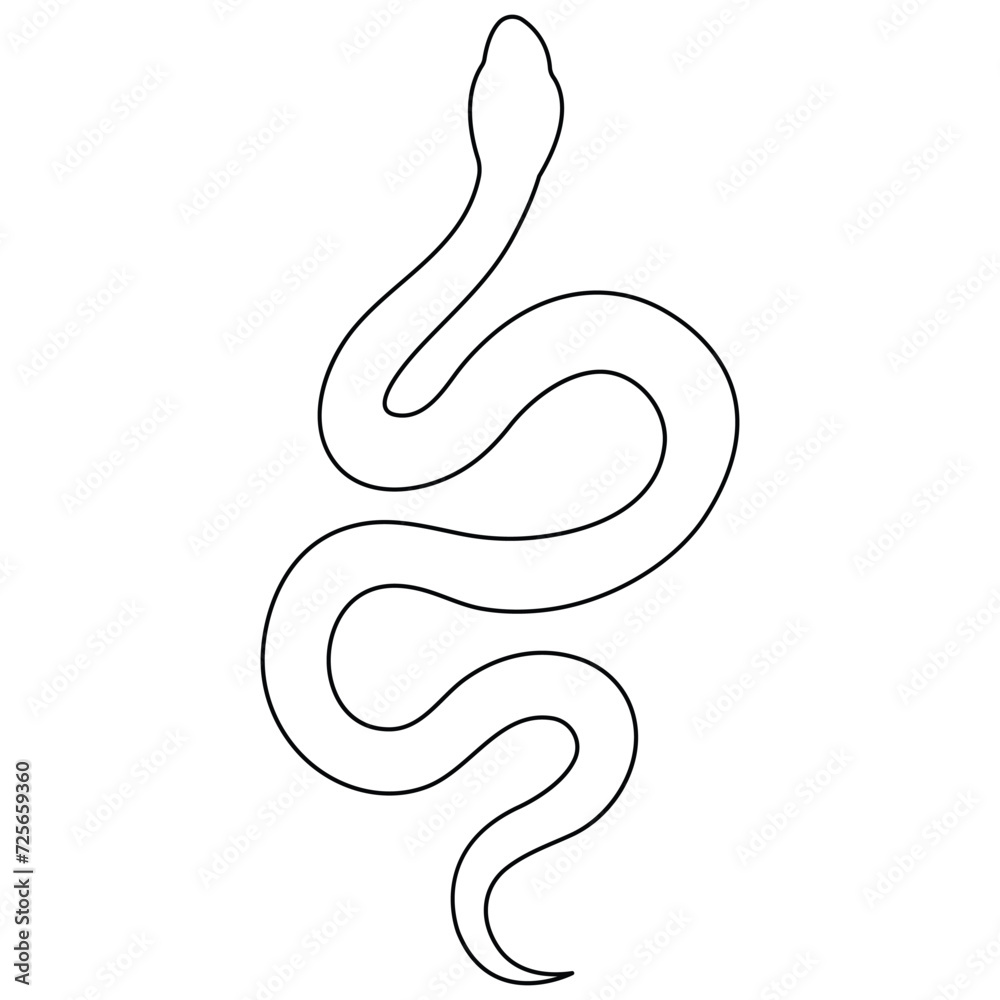 Fototapeta premium Continuous one line art drawing of venomous snake outline art vector illustration 
