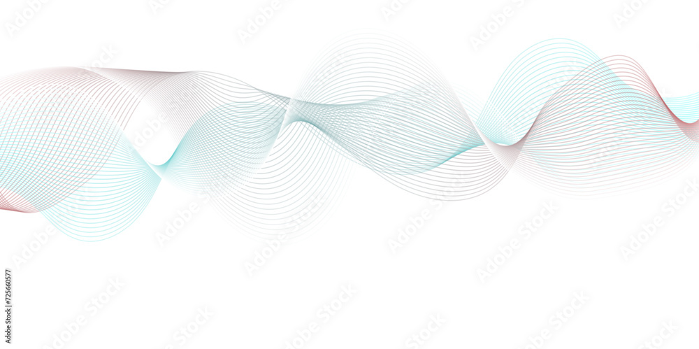 Modern abstract blue wave digital geometric Technology, data science frequency gradient lines on transparent background. Isolated on blue and white background. gray and white wavy stripes background.