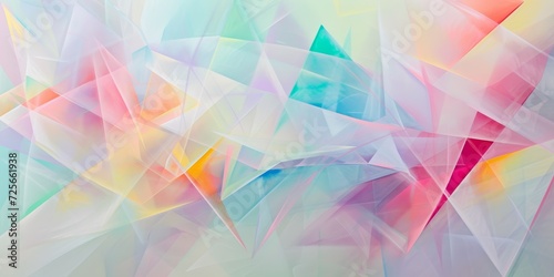 Geometric abstraction, with overlapping translucent triangles in a kaleidoscope of pastel colors