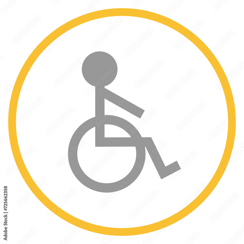 Button grau orange mit Rollstuhl Icon: Barrierefrei Button grau orange mit Rollstuhl Icon: Barrierefrei