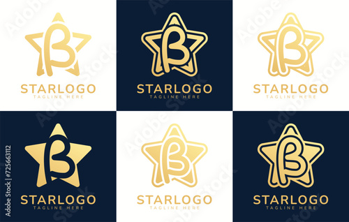 Set of star logo with the letter B. This logo combines letters and star shapes. Suitable for any business that uses stars as its theme.