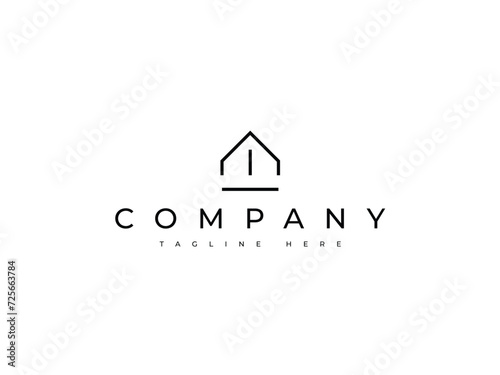 real estate house line logo design