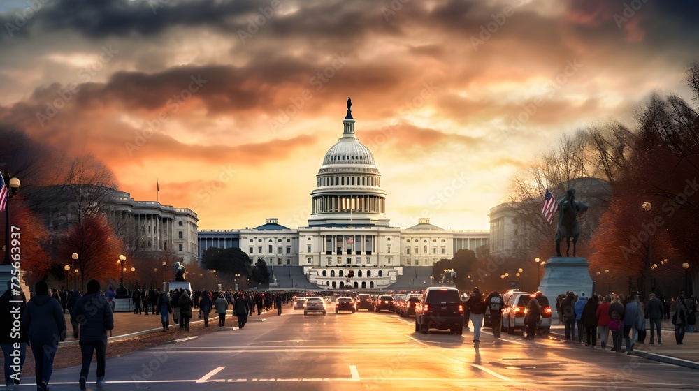 US Capitol building at sunset, Washington DC, USA.
 - obrazy, fototapety, plakaty 