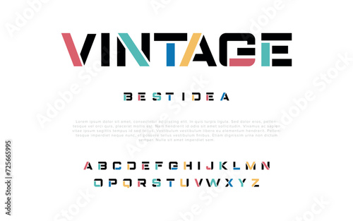 Vintage Modern abstract digital alphabet font. Minimal technology typography, Creative urban sport fashion futuristic font and with numbers. vector illustration