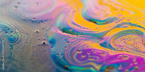 Iridescent soap bubble skin, with thin, swirling layers of color creating a delicate, ephemeral texture