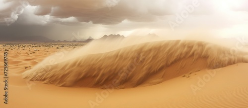 sand storm in the desert in the afternoon