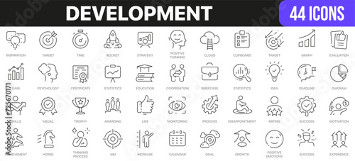 Development line icons collection. UI icon set in a flat design. Excellent signed icon collection. Thin outline icons pack. Vector illustration EPS10