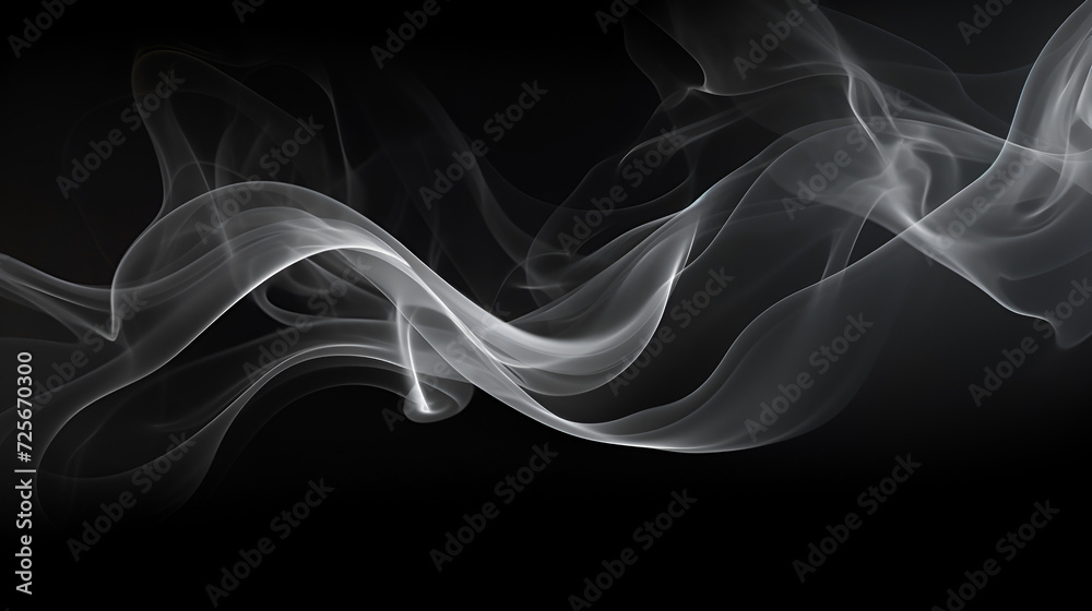Fototapeta premium White smoke, Realistic dry ice smoke clouds fog overlay perfect for compositing into your shots, Abstract smoke misty fog on isolated black background. Texture overlays, ai generated