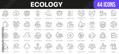 Ecology line icons collection. UI icon set in a flat design. Excellent signed icon collection. Thin outline icons pack. Vector illustration EPS10