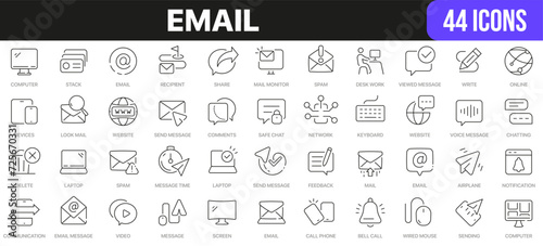 Email line icons collection. UI icon set in a flat design. Excellent signed icon collection. Thin outline icons pack. Vector illustration EPS10