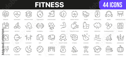 Fitness line icons collection. UI icon set in a flat design. Excellent signed icon collection. Thin outline icons pack. Vector illustration EPS10