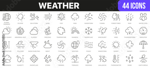 Weather line icons collection. UI icon set in a flat design. Excellent signed icon collection. Thin outline icons pack. Vector illustration EPS10