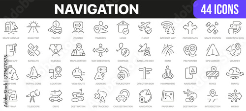 Navigation line icons collection. UI icon set in a flat design. Excellent signed icon collection. Thin outline icons pack. Vector illustration EPS10