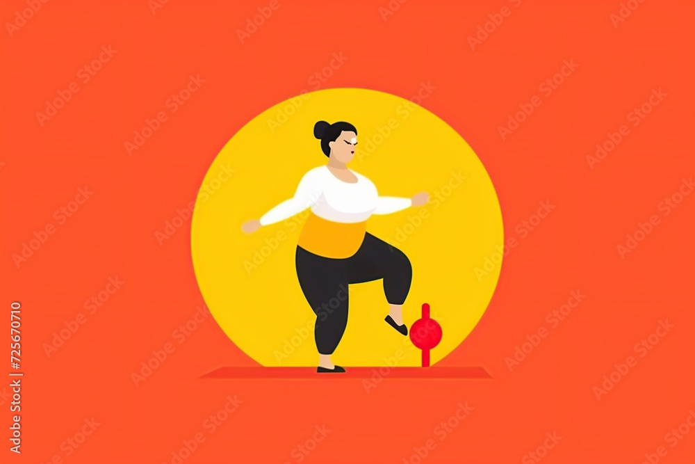 Fat woman doing exercise. AI Generated