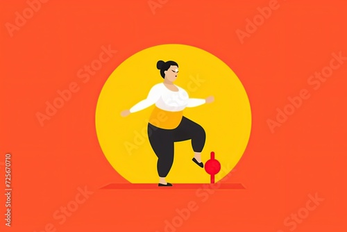 Fat woman doing exercise. AI Generated