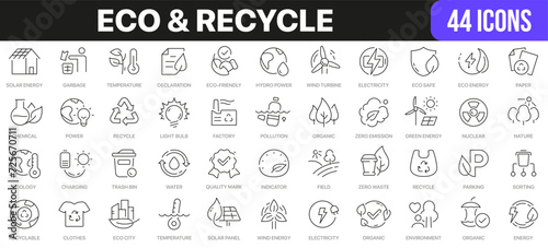 Fototapeta Naklejka Na Ścianę i Meble -  Eco and recycle line icons collection. UI icon set in a flat design. Excellent signed icon collection. Thin outline icons pack. Vector illustration EPS10