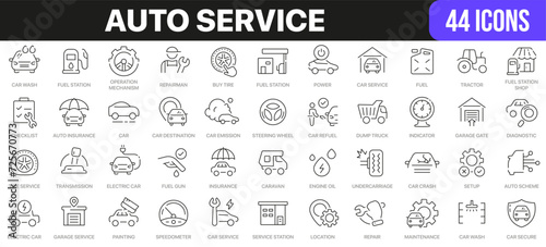 Auto service line icons collection. UI icon set in a flat design. Excellent signed icon collection. Thin outline icons pack. Vector illustration EPS10