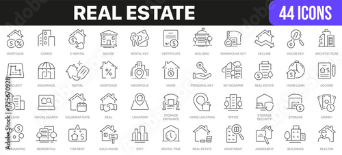 Real estate line icons collection. UI icon set in a flat design. Excellent signed icon collection. Thin outline icons pack. Vector illustration EPS10