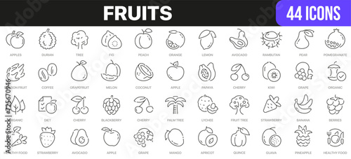 Fruits line icons collection. UI icon set in a flat design. Excellent signed icon collection. Thin outline icons pack. Vector illustration EPS10