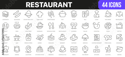 Restaurant line icons collection. UI icon set in a flat design. Excellent signed icon collection. Thin outline icons pack. Vector illustration EPS10