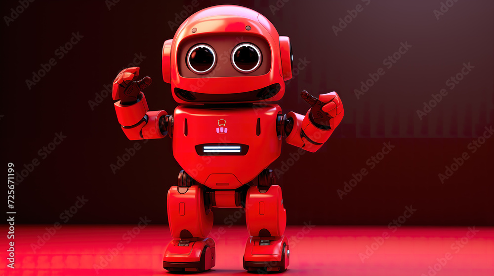 cute little red ai robot, lovely style cute little red ai robot, lovely style