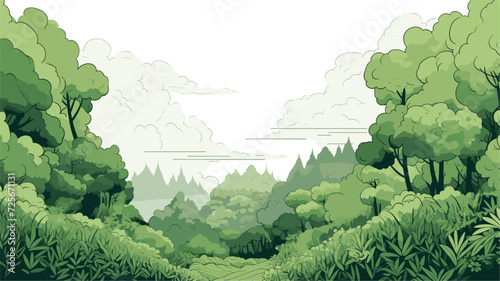 Vector illustration of a lush forest canopy with diverse green foliage  representing the rich biodiversity and abundance of nature. simple minimalist illustration creative