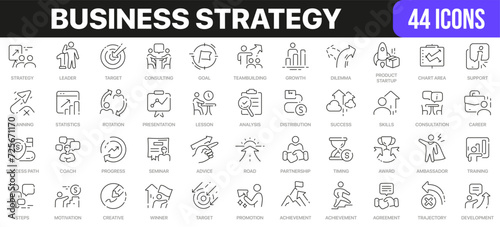 Business strategy line icons collection. UI icon set in a flat design. Excellent signed icon collection. Thin outline icons pack. Vector illustration EPS10