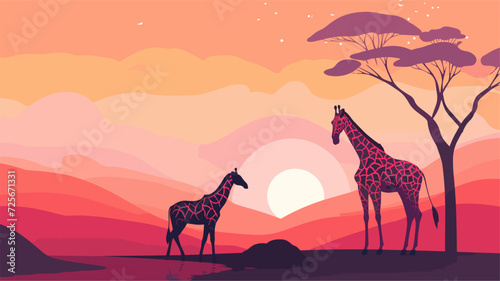 abstract patterns incorporating animal silhouettes  expressing the dynamic and untamed beauty of the animal kingdom in a colorful vector background. simple minimalist illustration creative