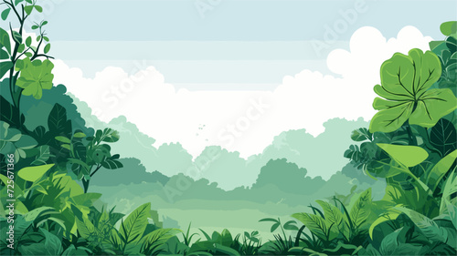 Vector illustration of a lush forest canopy with diverse green foliage  representing the rich biodiversity and abundance of nature. simple minimalist illustration creative