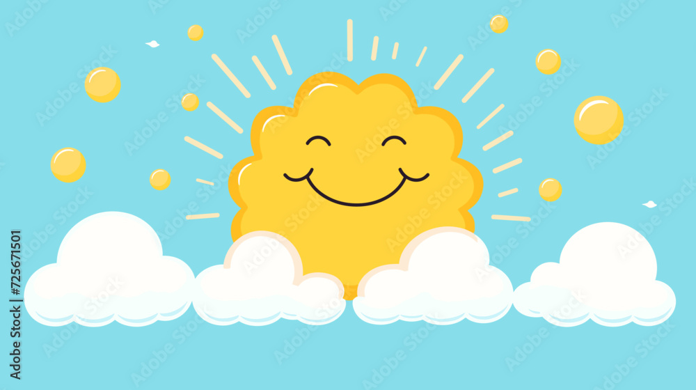 smiling sun and cheerful clouds against a vibrant sky capturing the radiant and upbeat atmosphere of a happy-themed vector art background. simple minimalist illustration creative smiling sun and cheerful clouds against a vibrant sky capturing the radiant and upbeat atmosphere of a happy-themed vector art background. simple minimalist illustration creative