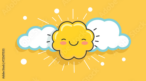 smiling sun and cheerful clouds against a vibrant sky  capturing the radiant and upbeat atmosphere of a happy-themed vector art background. simple minimalist illustration creative