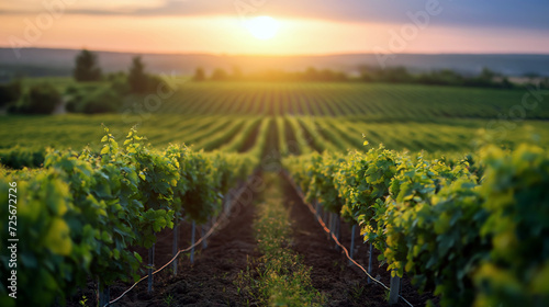 vineyard sunset agriculture viticulture grapevines photo