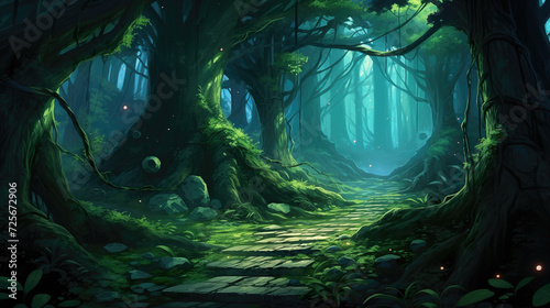 anime inspired forest path artwork