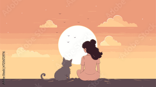 Heartwarming vector art background featuring adorable and cuddly pets in playful and endearing scenes capturing the essence of companionship and joy. simple minimalist illustration creative