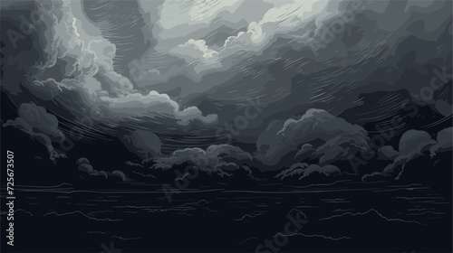 Moody vector scene with stormy clouds and turbulent seas  reflecting the tumultuous nature of emotions  conveying inner turmoil through dark and expressive elements. simple minimalist illustration