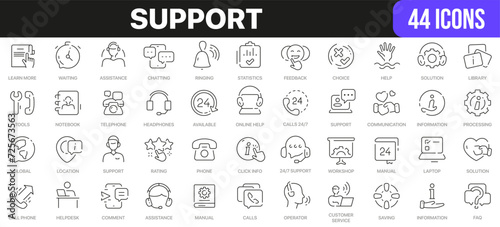 Support line icons collection. UI icon set in a flat design. Excellent signed icon collection. Thin outline icons pack. Vector illustration EPS10