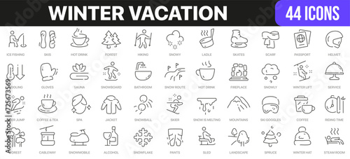 Winter vacation line icons collection. UI icon set in a flat design. Excellent signed icon collection. Thin outline icons pack. Vector illustration EPS10