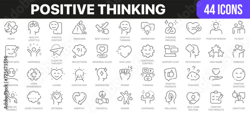 Positive thinking line icons collection. UI icon set in a flat design. Excellent signed icon collection. Thin outline icons pack. Vector illustration EPS10