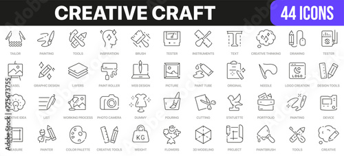 Creative craft line icons collection. UI icon set in a flat design. Excellent signed icon collection. Thin outline icons pack. Vector illustration EPS10 photo